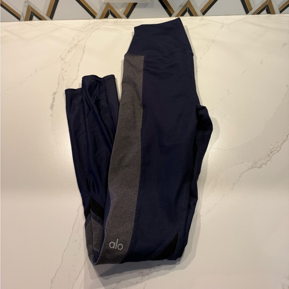 ALO Yoga Navy and Gray Leggings
